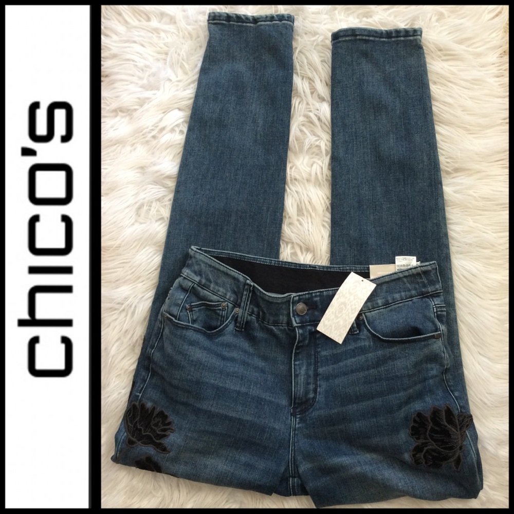 NWT Chico’s Velvet Appliqué Jegging Jeans - Picture 6 of 13